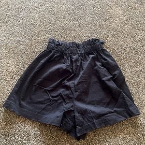 Black High Rise Paper Bag Shorts